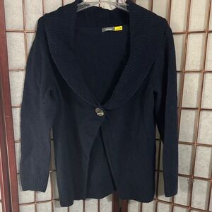 Cabela's Classic Dark Blue Shawl Collar Cardigan with Button
